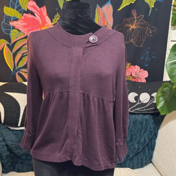MOSSIMO 3/4 Sleeve Button-Down Cotton Blend Cardigan Sweater, Magenta, XS - Picture 5 of 15